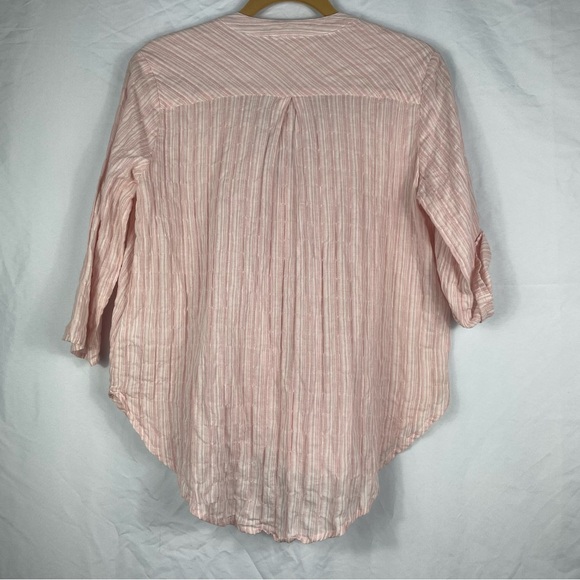 Listicle Boho Pink Stiped Cotton Blouse - Picture 4 of 10